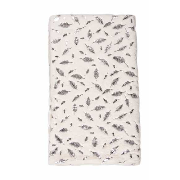 Luxe Home Decor Signature Faux Fur Throw | 1-Piece | Silver leaf on ivory - Picture 3 of 4